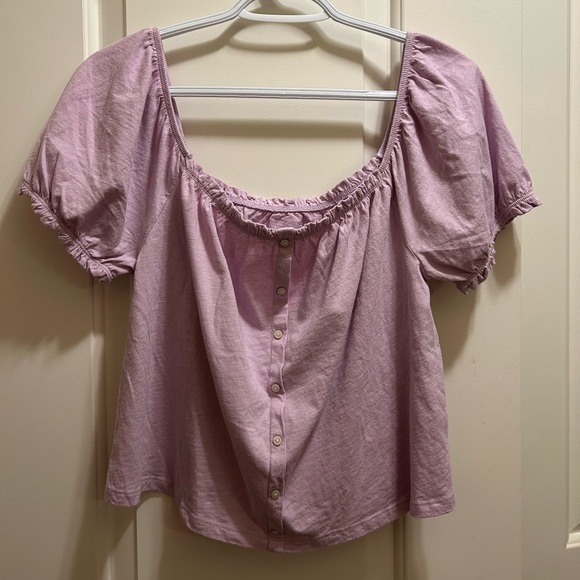 NWOT Cute American Eagle Light Purple Puff Sleeve Shirt, size small! - Picture 5 of 5